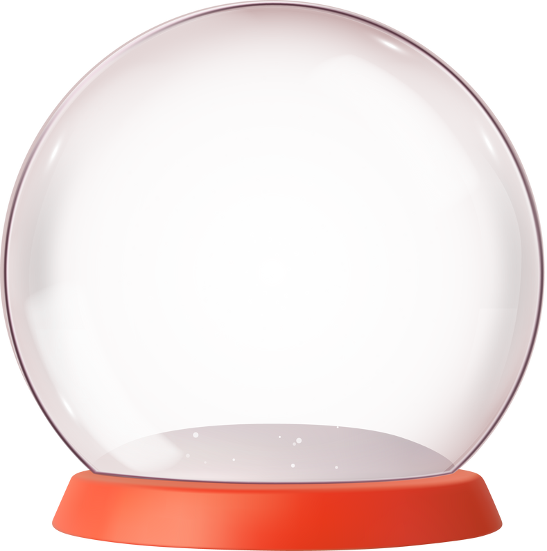 3d Empty snow glass ball with red tray